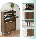 2 Tier Entryway Shoe Storage Cabinet Closed Space