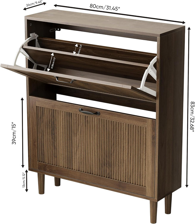 2 Tier Entryway Shoe Storage Cabinet Closed Space