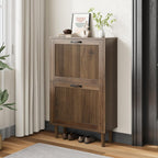 2 Tier Entryway Shoe Storage Cabinet Closed Space