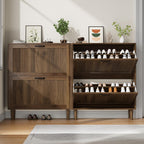 2 Tier Entryway Shoe Storage Cabinet Closed Space