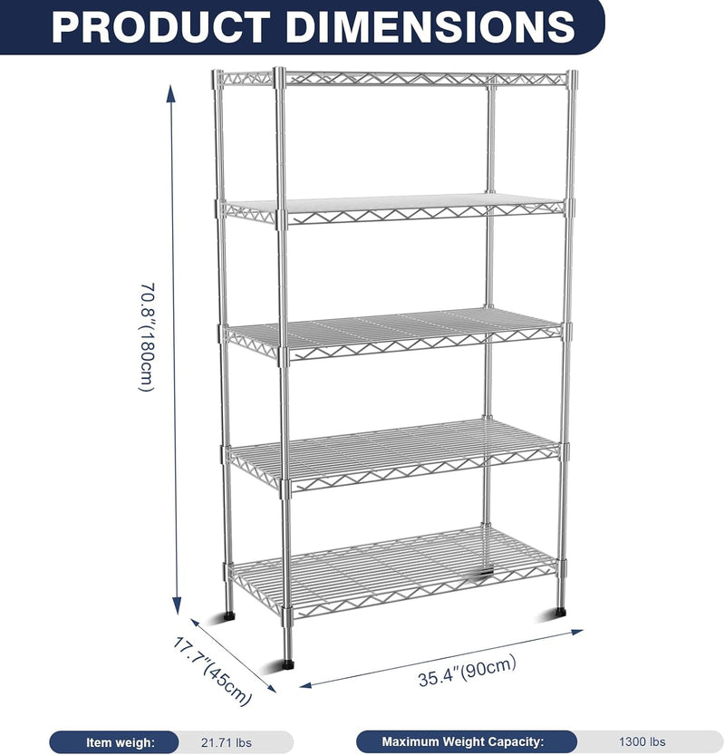 2-Tier Heavy Duty Shelving Unit 91wx45dx50h Cm Wire