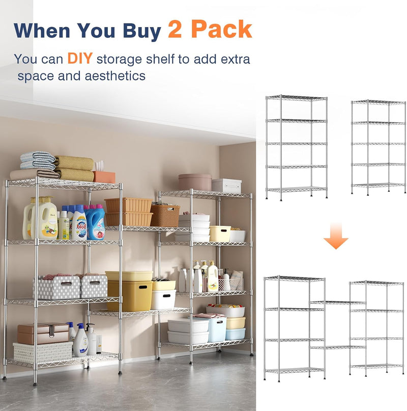 2-Tier Heavy Duty Shelving Unit 91wx45dx50h Cm Wire