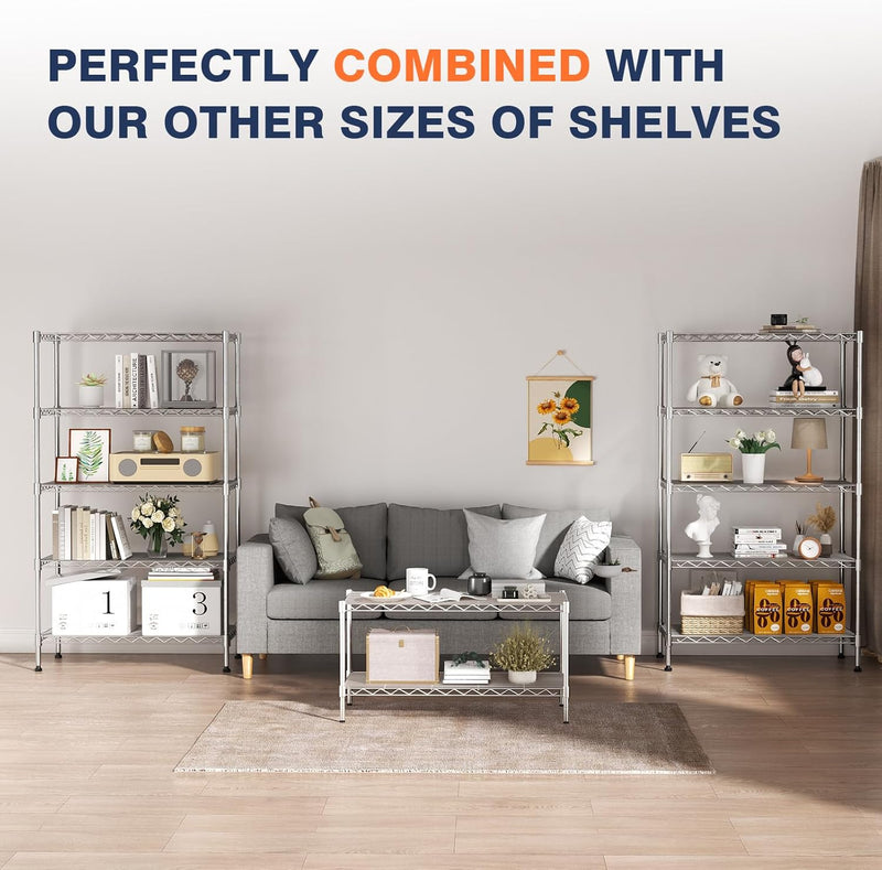 2-Tier Heavy Duty Shelving Unit 91wx45dx50h Cm Wire