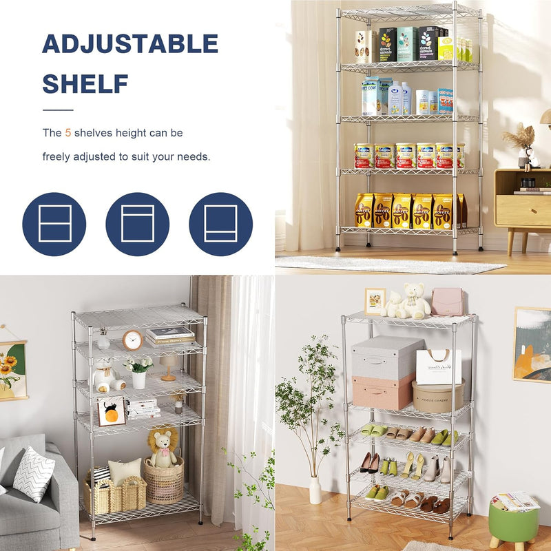 2-Tier Heavy Duty Shelving Unit 91wx45dx50h Cm Wire