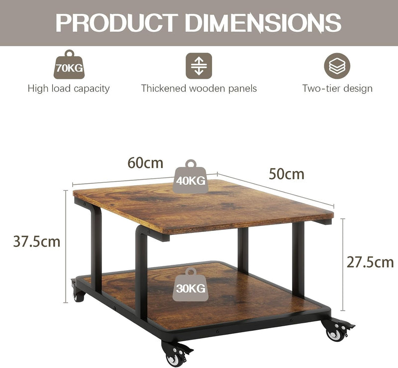 2-Tier Laser Printer Stand with Storage Shelf