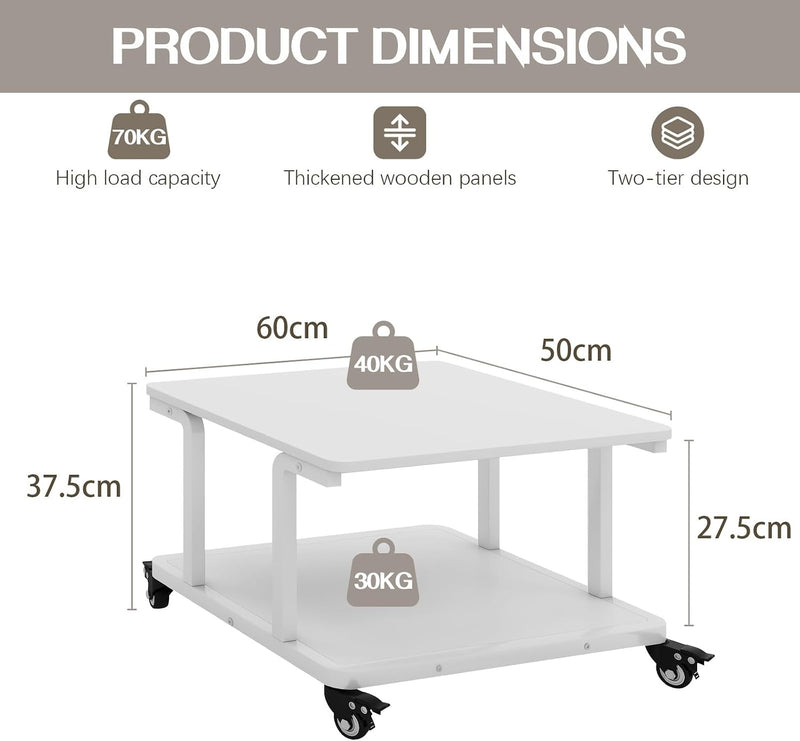 2-Tier Laser Printer Stand with Storage Shelf