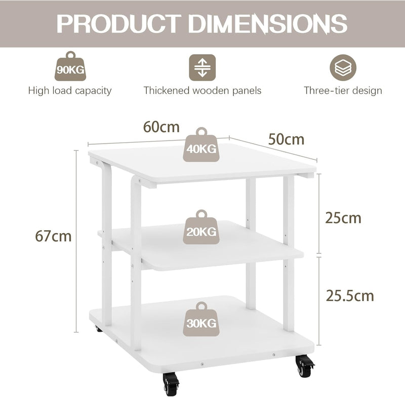 2-Tier Laser Printer Stand with Storage Shelf