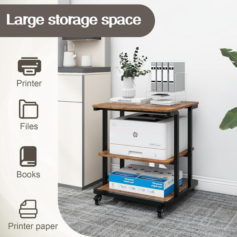 2-Tier Laser Printer Stand with Storage Shelf