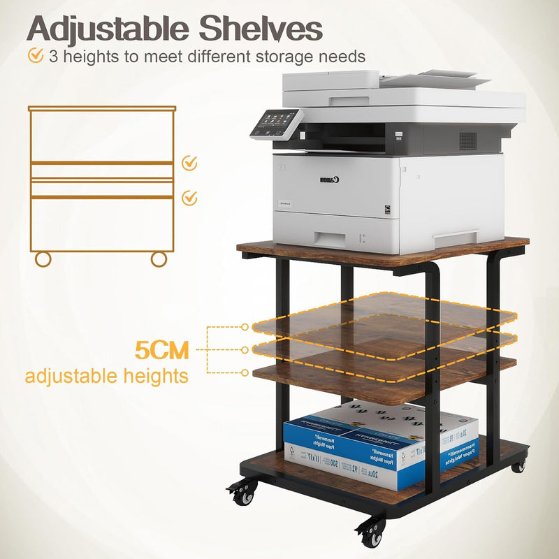 2-Tier Laser Printer Stand with Storage Shelf