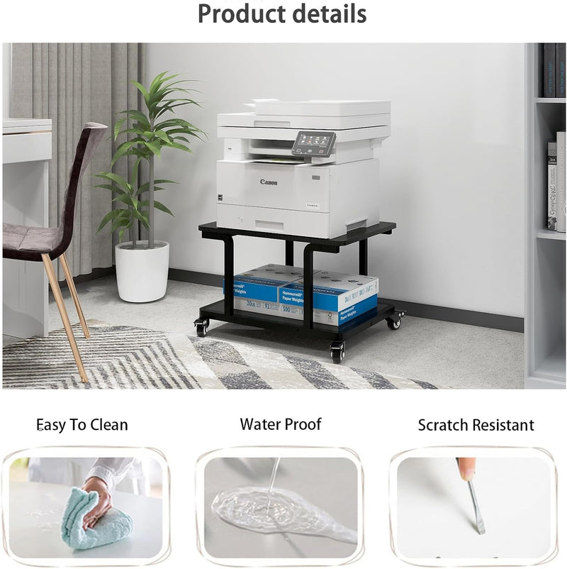 2-Tier Laser Printer Stand with Storage Shelf Movable