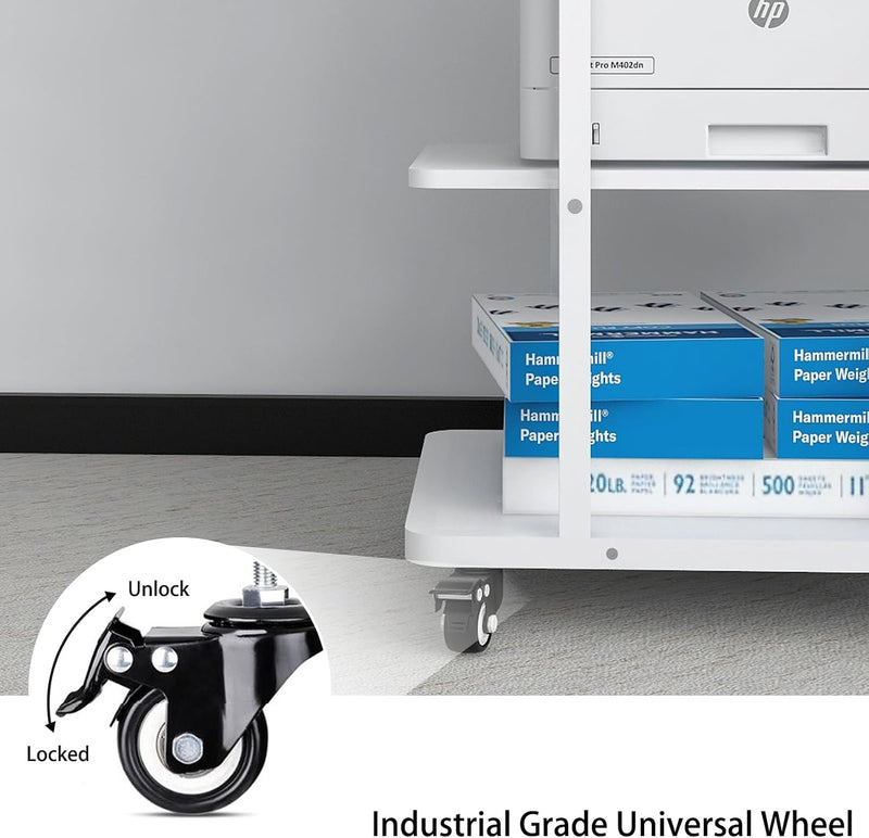2-Tier Laser Printer Stand with Storage Shelf Movable
