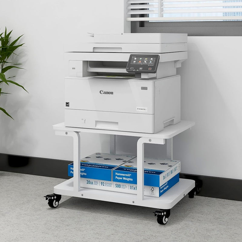 2-Tier Laser Printer Stand with Storage Shelf Movable