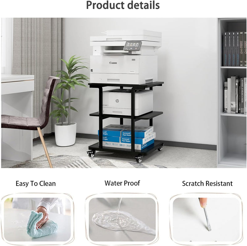 2-Tier Laser Printer Stand with Storage Shelf Movable