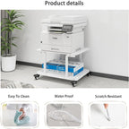 2-Tier Laser Printer Stand with Storage Shelf Movable