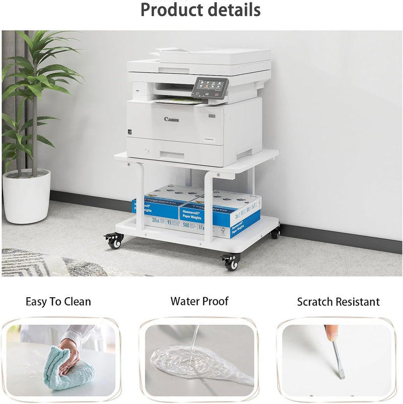 2-Tier Laser Printer Stand with Storage Shelf Movable