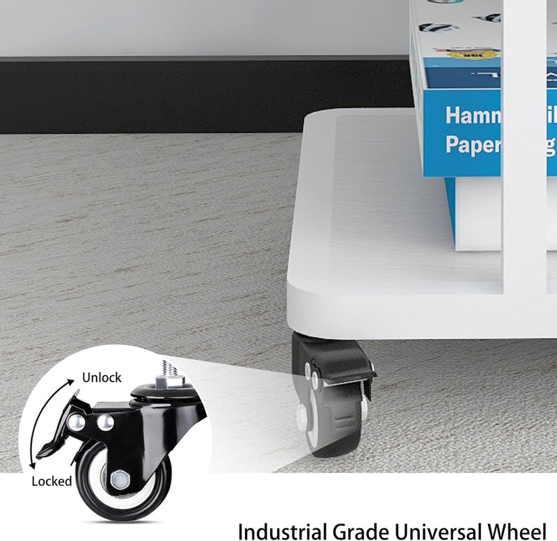 2-Tier Laser Printer Stand with Storage Shelf Movable