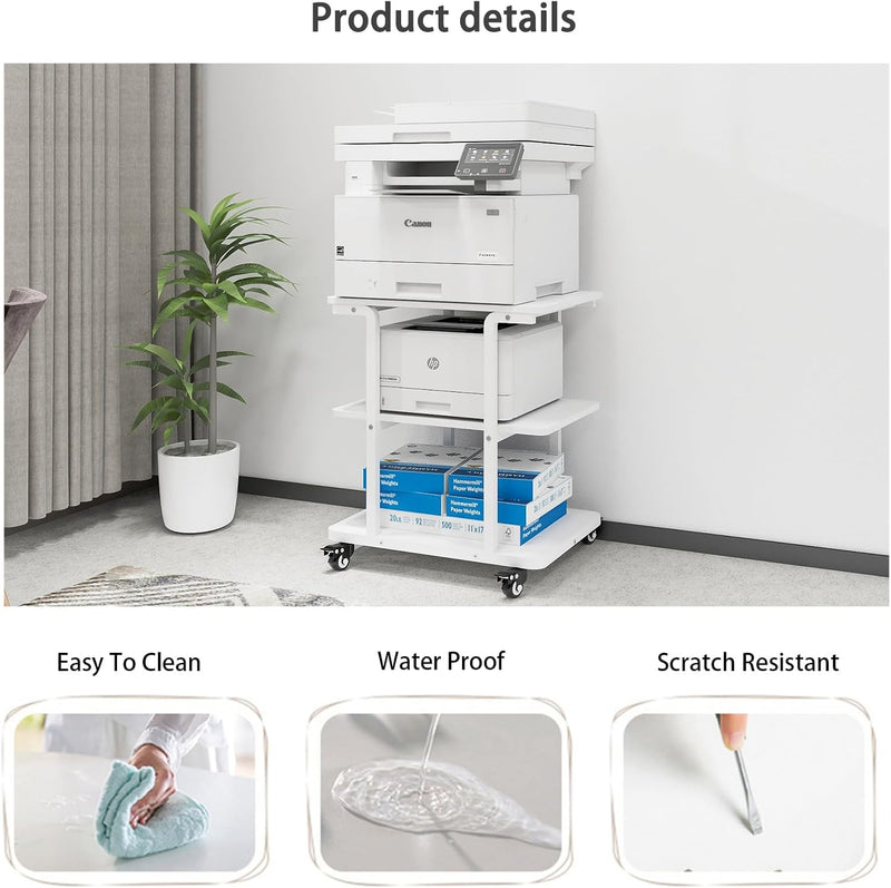 2-Tier Laser Printer Stand with Storage Shelf Movable