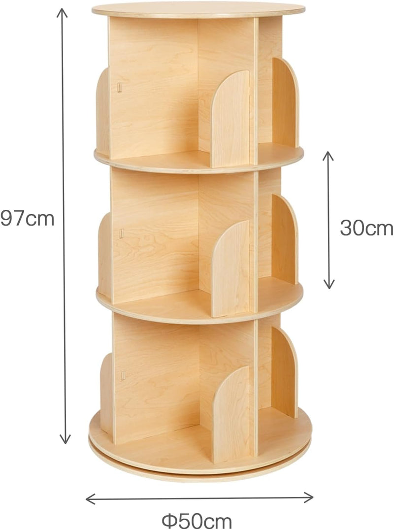 2-Tier Rotating Bookshelf Small Corner Wooden Spinning Book