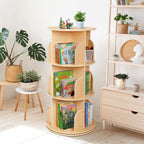 2-Tier Rotating Bookshelf Small Corner Wooden Spinning Book