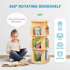 2-Tier Rotating Bookshelf Small Corner Wooden Spinning Book