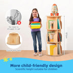2-Tier Rotating Bookshelf Small Corner Wooden Spinning Book
