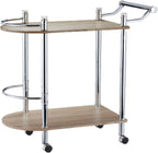 2-Tier Serving Cart Wood Look MDF and Steel