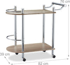 2-Tier Serving Cart Wood Look MDF and Steel