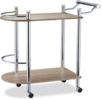 2-Tier Serving Cart Wood Look MDF and Steel