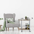 2-Tier Serving Cart Wood Look MDF and Steel