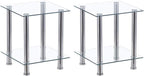 2-Tier Small Glass Coffee Table Corner Side End