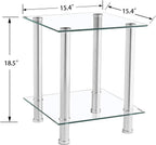 2-Tier Small Glass Coffee Table Corner Side End