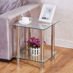 2-Tier Small Glass Coffee Table Corner Side End
