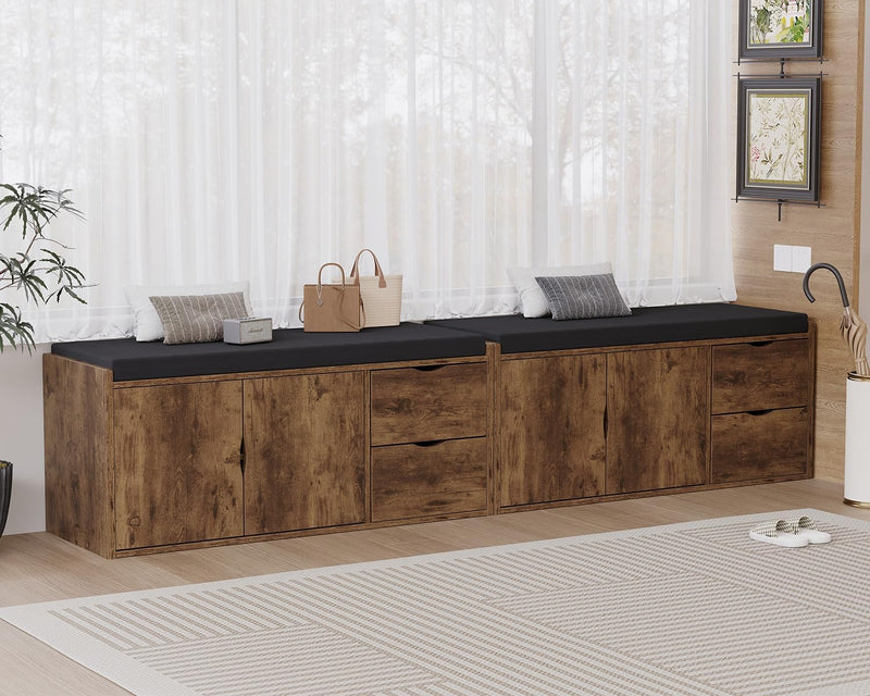 2-Tier Storage Bench with Padded Cushion Entryway Shoe
