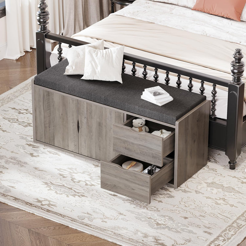 2-Tier Storage Bench with Padded Cushion Entryway Shoe