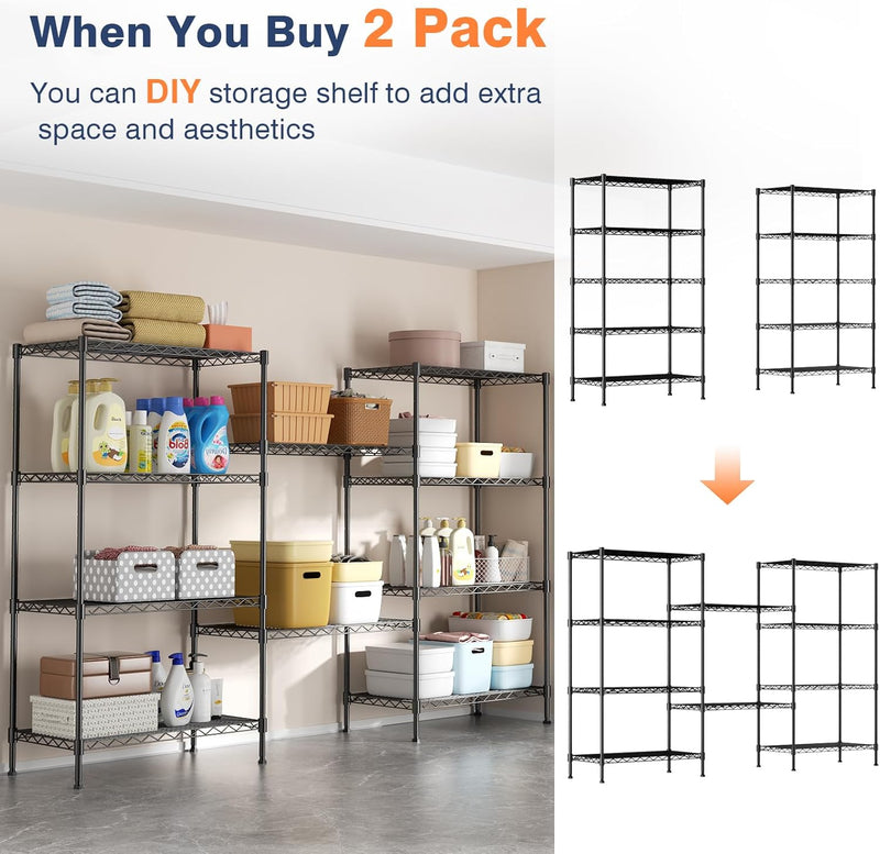 2-Tier Wide Shelving Unit Cm Wire Shelf Rack