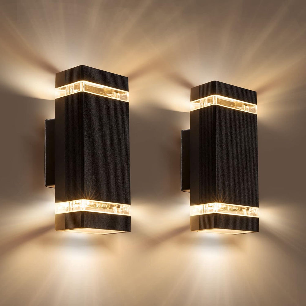 2 X Outdoor Wall Lights Mains Powered Aluminium
