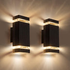 2 X Outdoor Wall Lights Mains Powered Aluminium