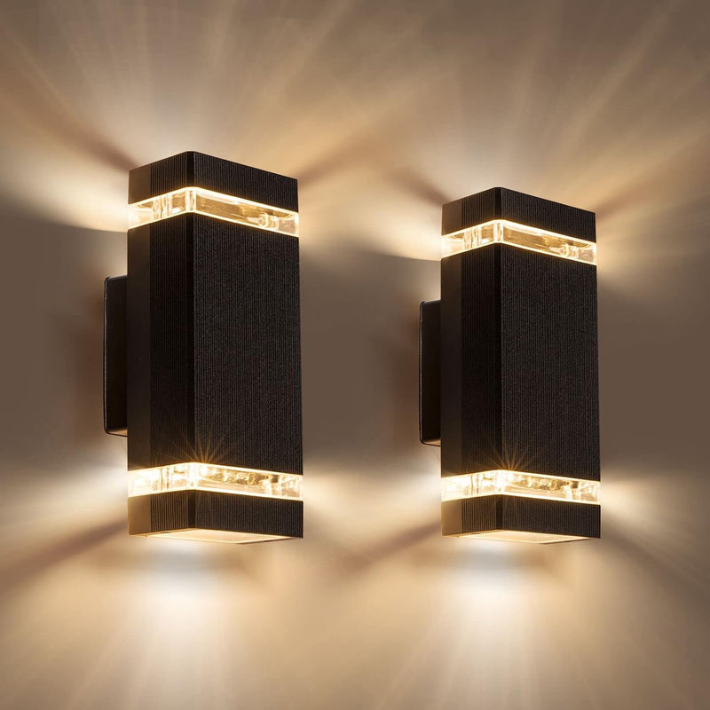 2 X Outdoor Wall Lights Mains Powered Aluminium