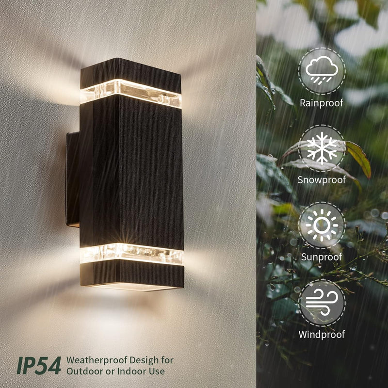 2 X Outdoor Wall Lights Mains Powered Aluminium