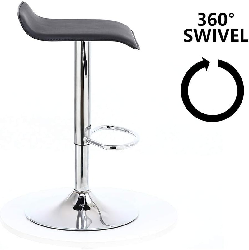 2 X Square Bar Stools PU Leather Swivel