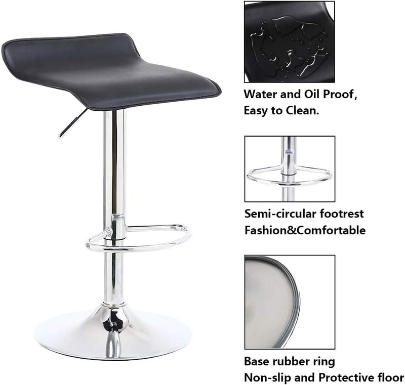 2 X Square Bar Stools PU Leather Swivel