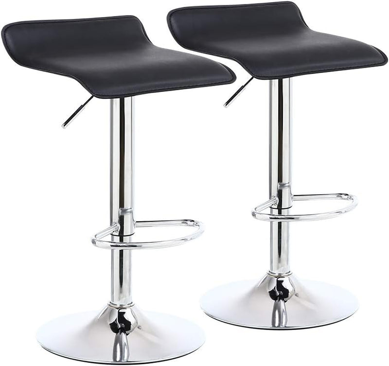 2 X Square Bar Stools PU Leather Swivel