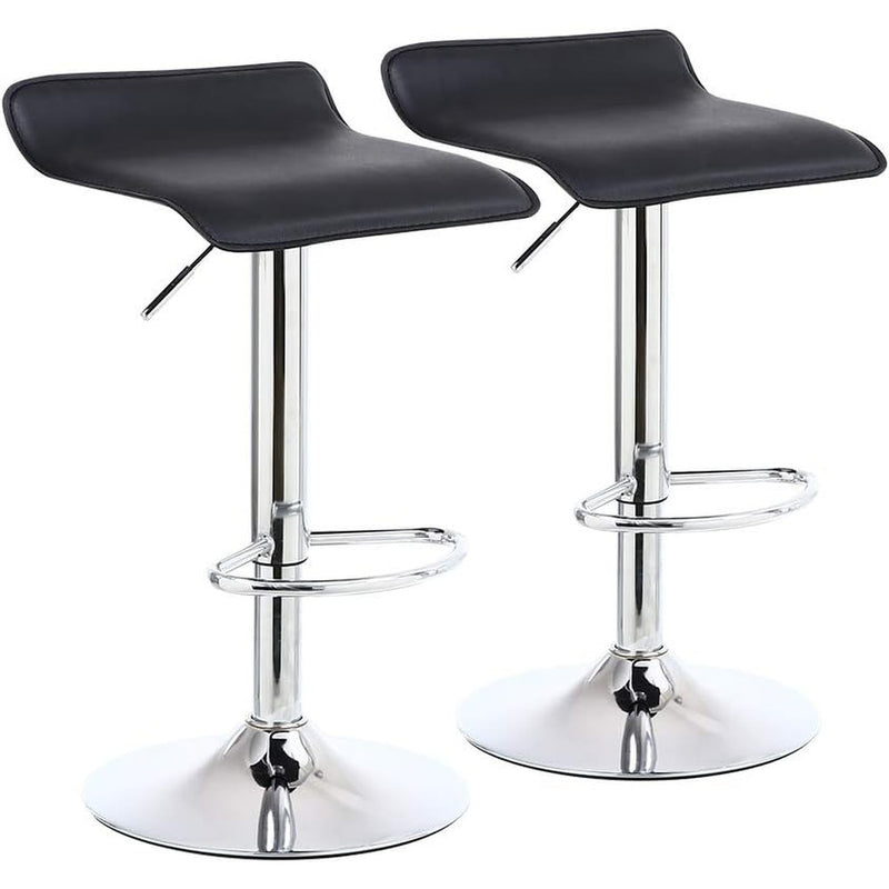 2 X Square Bar Stools PU Leather Swivel