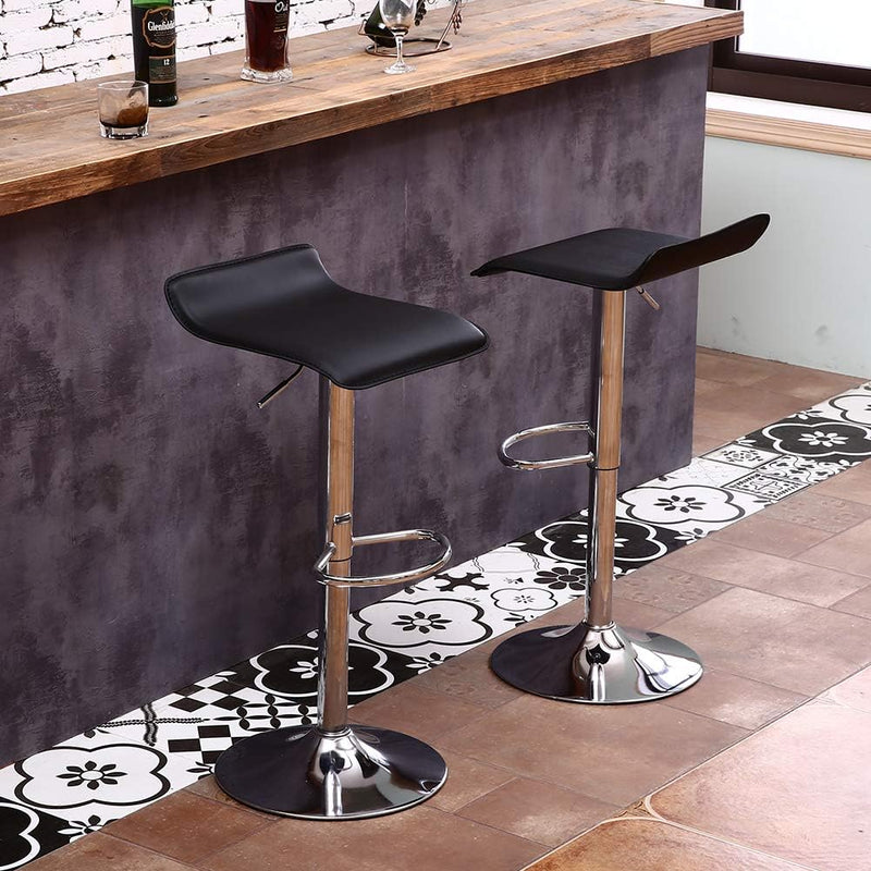 2 X Square Bar Stools PU Leather Swivel
