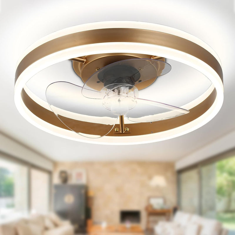 20" Flush Mount Ceiling Fan with LED Lights