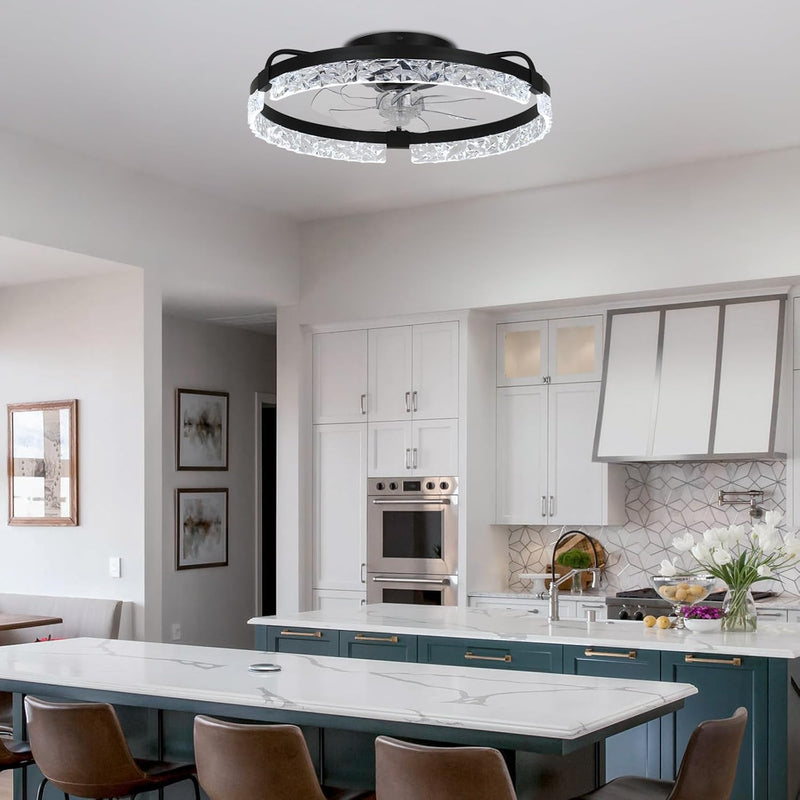 20" Flush Mount Ceiling Fan with LED Lights