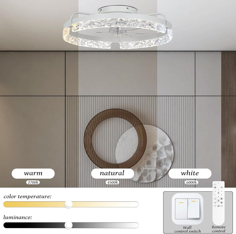 20" Flush Mount Ceiling Fan with LED Lights