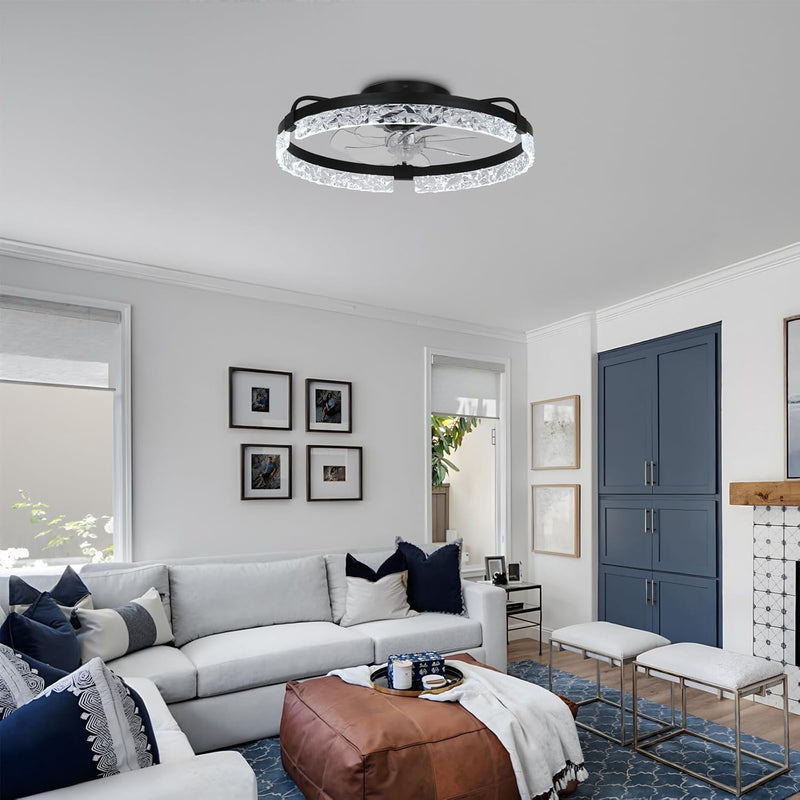 20" Flush Mount Ceiling Fan with LED Lights