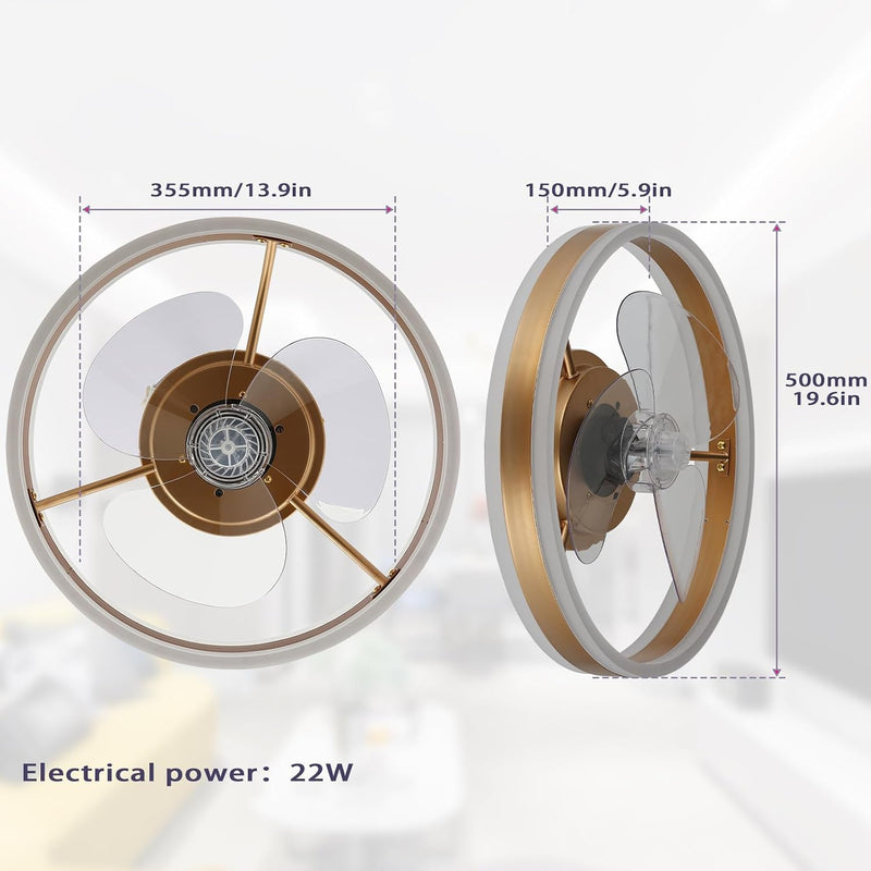 20" Flush Mount Ceiling Fan with LED Lights