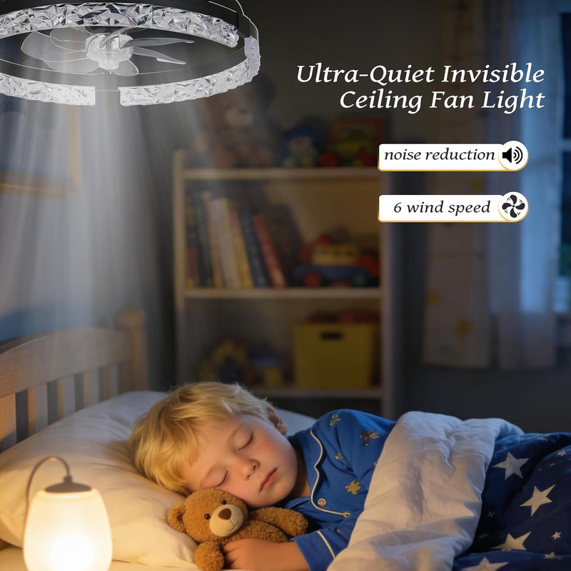 20" Flush Mount Ceiling Fan with LED Lights